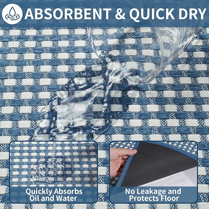 YDKGL Kitchen Rugs Non Slip Washable, Rubber Backing Soft Chenille Braided - Image 5