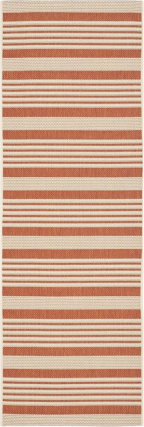 SAFAVIEH Courtyard Collection 2'3" x 22' Terracotta/Beige CY6062 Stripe Indoor/ by Unknown