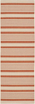 SAFAVIEH Courtyard Collection 2'3' x 14' Terracotta/Beige CY6062 Stripe Indoor/ by Unknown