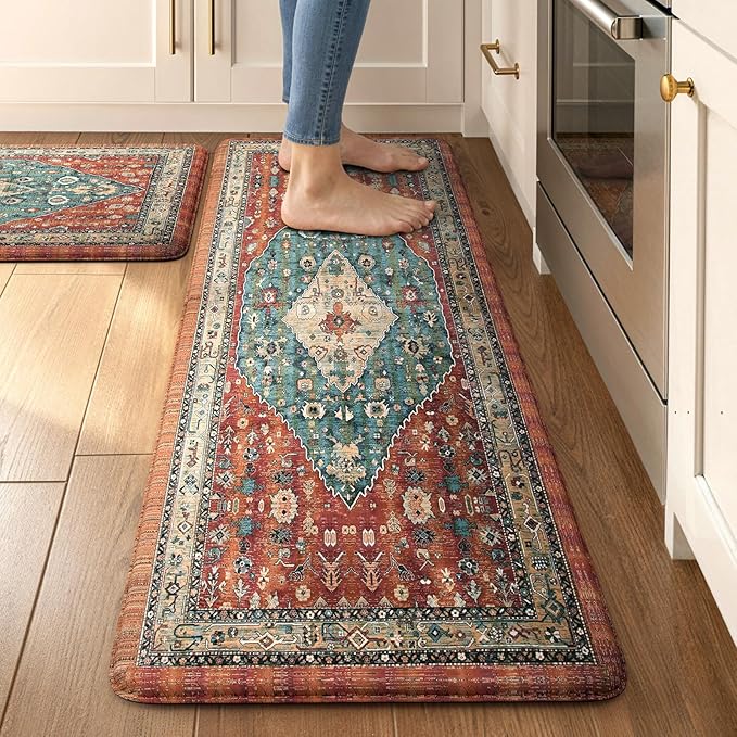 Collive Boho Kitchen Mats 2PCS, Cushioned Kitchen Mat by Collive