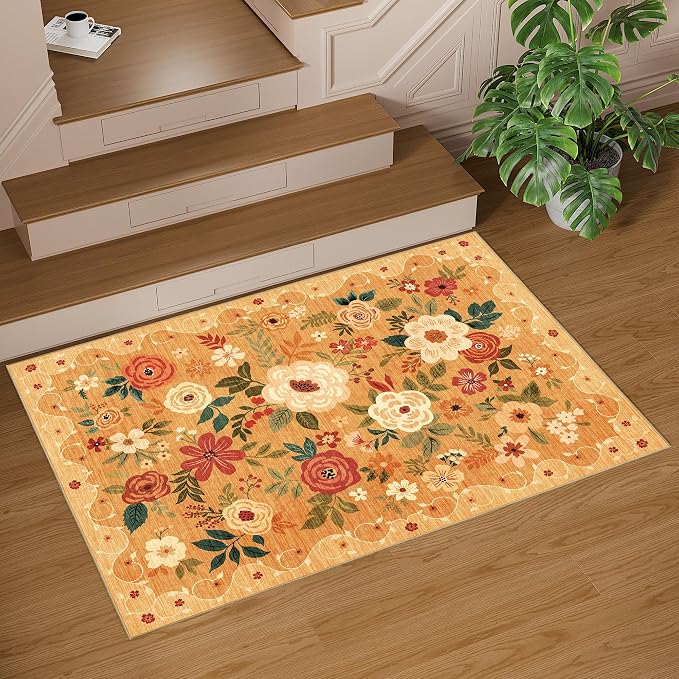 DUKINO 2x3 Rugs for Entryway, Floral Indoor Washable Door Mat, Non Slip Boho - Image 9