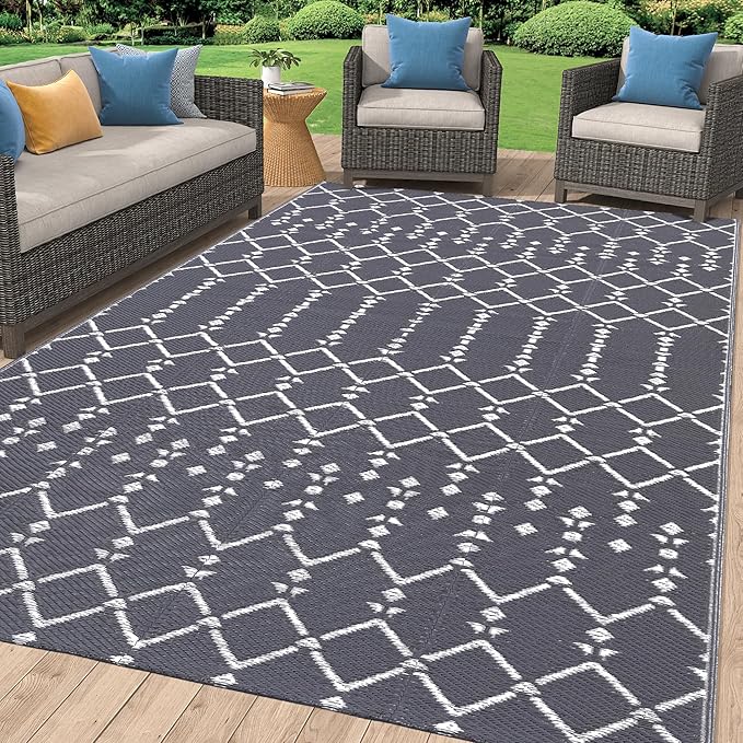 Smiry Outdoor Rug 8x10 ft, Waterproof Reversible Plastic Straw Rugs, Boho by Smiry