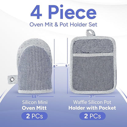 Casa Platino Silicone Oven Mitts & Potholders, 4-Piece – Pot Holders - Image 2