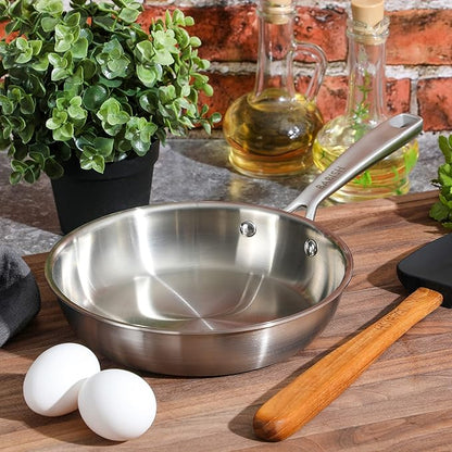 Babish 8 Inch Stainless Steel Triply Professional Grade Fry Pan - Image 3