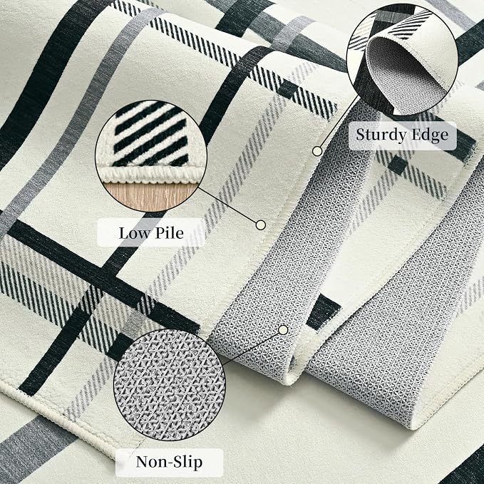 Terrug Plaid Area Rug for Entryway, Soft Low Pile Abstract Carpet for Home - Image 6