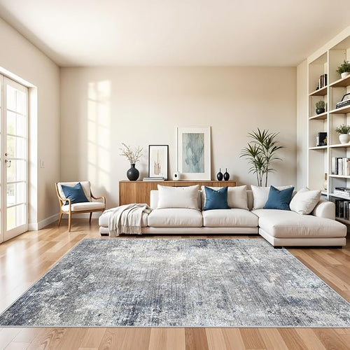 6x9 Washable Living Room Rug – Modern Neutral Abstract Large Indoor Area Rug by BYYVOORugsforYourHome