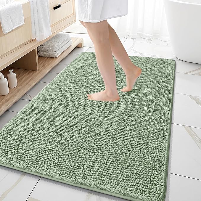 OLANLY Large Bathroom Rugs 59x35, Extra Soft Absorbent Chenille Bath Rugs by OLANLY
