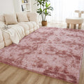 Litanika 5x8 Shag Area Rug for Living Room Bedroom, Tie-Dyed Dusty Pink High by Litanika