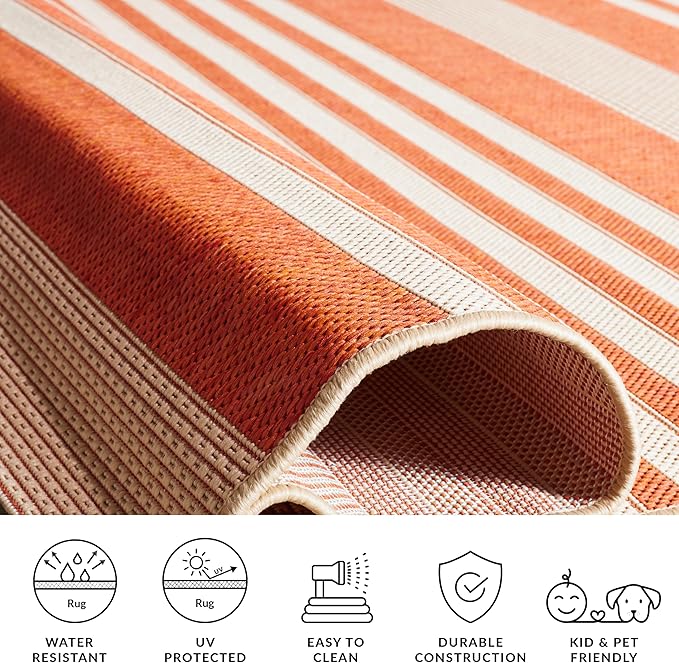 SAFAVIEH Courtyard Collection 2'3" x 22' Terracotta/Beige CY6062 Stripe Indoor/ - Image 4