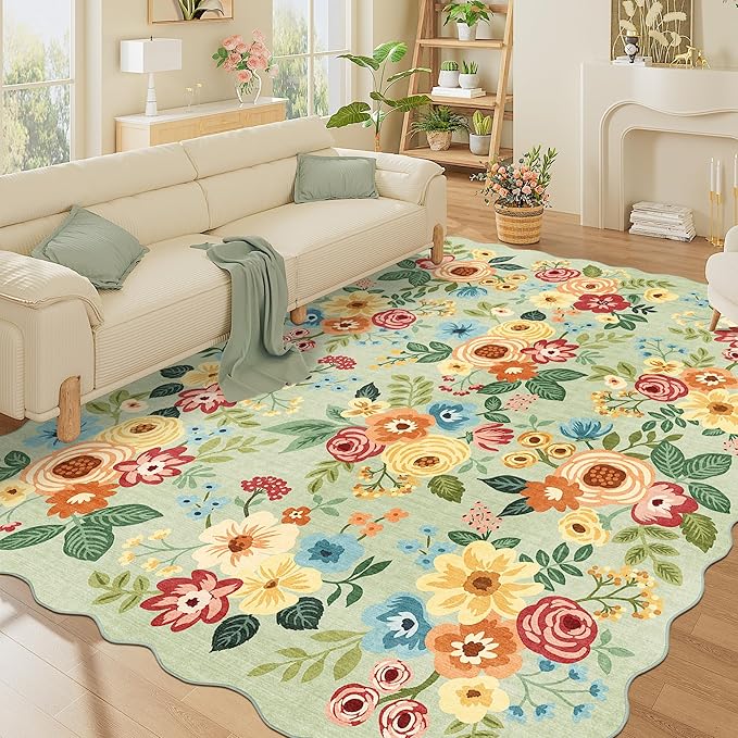 DUKINO 8x10 Area Rug, Floral Washable Rugs - Image 8