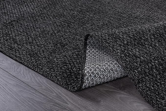 CAMILSON Easy Jute Rug 6x9, Indoor Outdoor Dark Gray Black Farmhouse Area Rugs - Image 6