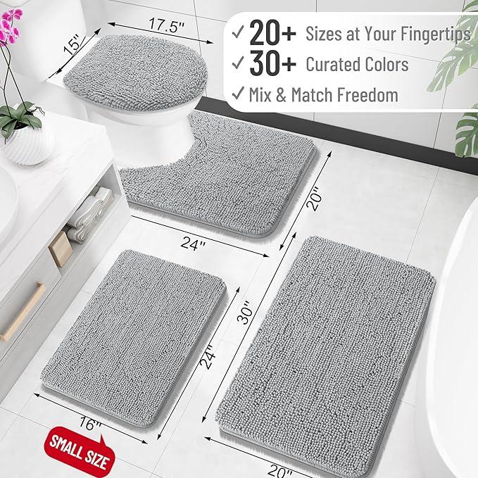 OLANLY Toilet Rugs U-Shaped 24x24, Extra Soft Absorbent Chenille Contour - Image 2