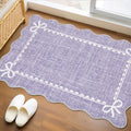 GarveeHome Scalloped Bow Rug for Kitchen Floor, Solid Purple Rug for Dorm by GarveeHome