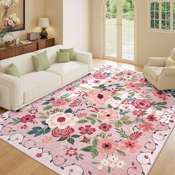 DUKINO 8x10 Area Rug, Floral Rugs - Image 4