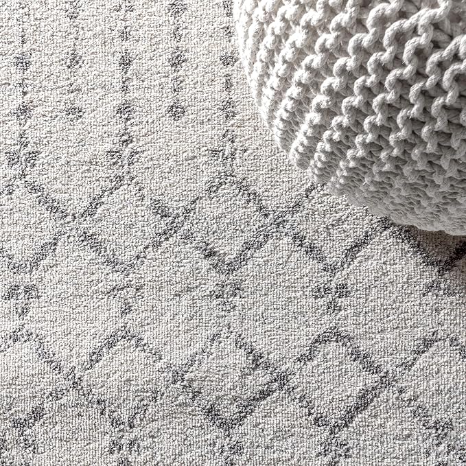 JONATHAN Y Boho Vintage Diamond Cream/Gray Oval Area Rug 6X9 ft, Moroccan Hype - Image 4