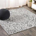 JONATHAN Y Boho Medallion Indoor Outdoor Square Area Rug 4X4 Black/Gray by JONATHANY