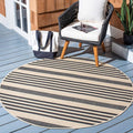SAFAVIEH Courtyard Collection 7'10" Round Black/Bone CY6062 Stripe Indoor/ by Unknown