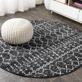 JONATHAN Y Boho Vintage Diamond Black/Ivory Round Area Rug 3 ft, Moroccan Hype by JONATHANY