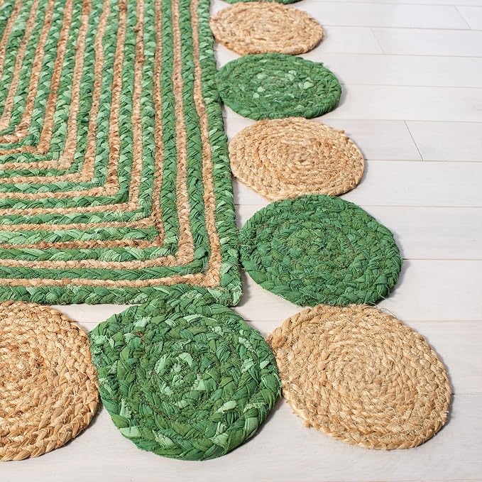 SAFAVIEH Cape Cod Collection 8' x 10' Green / Natural CAP201Y Handmade Boho - Image 3