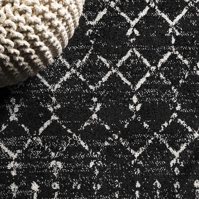 JONATHAN Y Boho Vintage Diamond Black/Ivory Indoor Area Rug 3X5 ft, Moroccan - Image 5