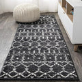 JONATHAN Y Boho Vintage Diamond Black/Ivory Runner Rug 2X8 ft, Moroccan Hype by JONATHANY