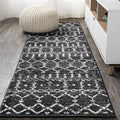 JONATHAN Y Boho Vintage Diamond Black/Ivory Runner Rug 2X10 ft, Moroccan Hype by JONATHANY