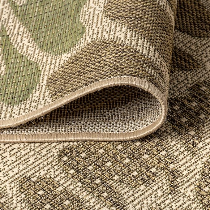 JONATHAN Y Floral Textured Weave Indoor Outdoor Octagon Area Rug 5 Ft Sage/Brown - Image 4