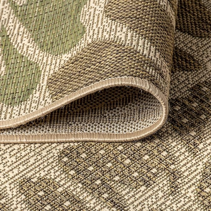 JONATHAN Y Floral Textured Weave Indoor Outdoor Runner Rug 2X10 Sage/Brown - Image 5