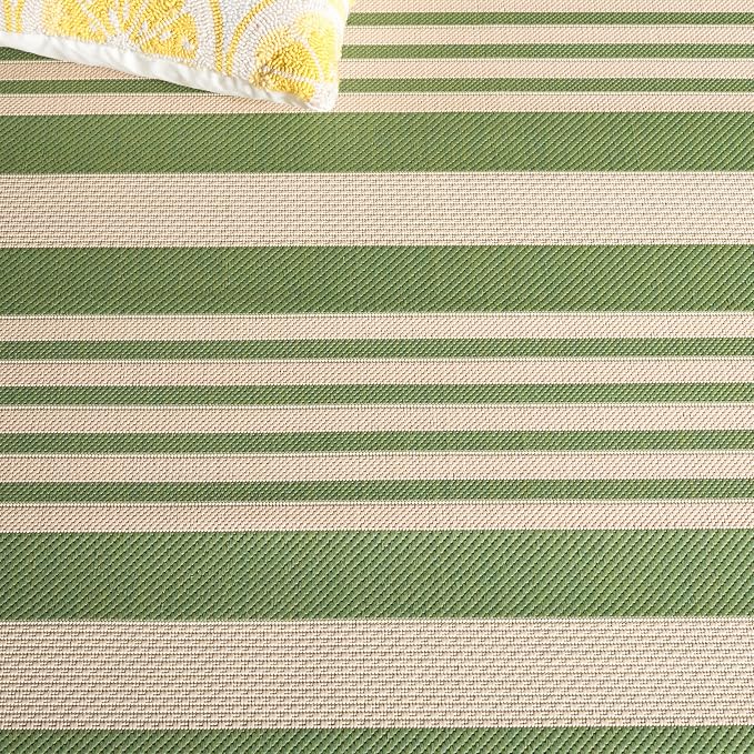 SAFAVIEH Courtyard Collection 2'3' x 12' Green/Beige CY6062 Stripe Indoor/ - Image 6