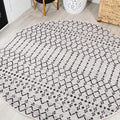 JONATHAN Y Moroccan Geometric Indoor Outdoor Round Area Rug 6 Ft Cream/Black by JONATHANY