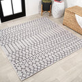 JONATHAN Y Moroccan Geometric Indoor Outdoor Square Area Rug 6X6 Cream/Black by JONATHANY