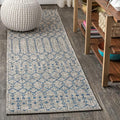 JONATHAN Y Moroccan Geometric Indoor Outdoor Runner Rug 2X14 Light Gray/Navy by JONATHANY