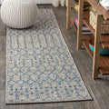 JONATHAN Y Moroccan Geometric Indoor Outdoor Runner Rug 2X10 Light Gray/Navy by JONATHANY