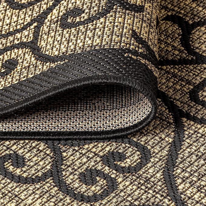 JONATHAN Y Vintage Filigree Indoor Outdoor Square Area Rug 4X4 Black/Khaki - Image 5