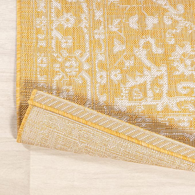 JONATHAN Y Boho Medallion Indoor Outdoor Area Rug 8X10 Yellow/Cream, Malta - Image 5