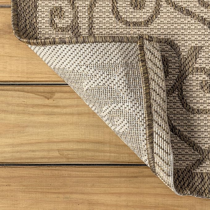 JONATHAN Y Vintage Filigree Indoor Outdoor Area Rug 5X8 Beige/Brown, Madrid - Image 4