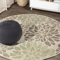 JONATHAN Y Floral Textured Weave Indoor Outdoor Round Area Rug 5 Ft Sage/Brown by JONATHANY