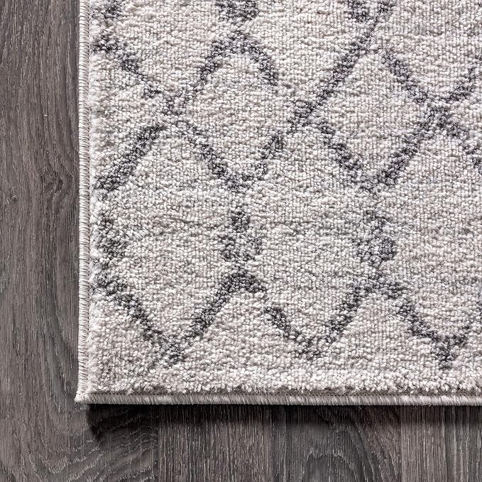 JONATHAN Y Boho Vintage Diamond Cream/Gray Oval Area Rug 4X6 ft, Moroccan Hype - Image 7