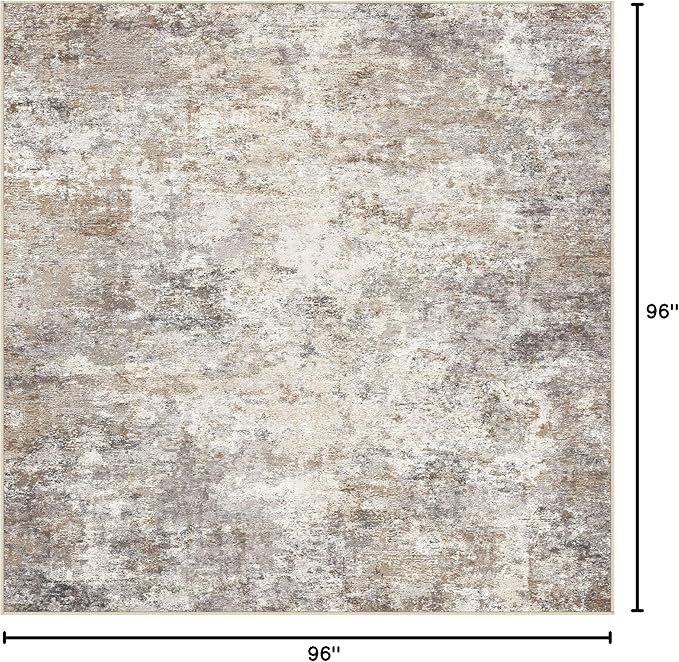 UERMEI Square Area Rugs : Washable 8x8 Neutral Modern Abstract Carpet - Image 2