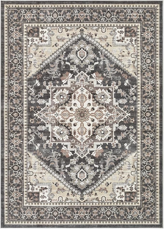 12x15 Vintage Area Rug: Washable Neutral Soft Non Slip Thin Large Floor Carpet - Image 9