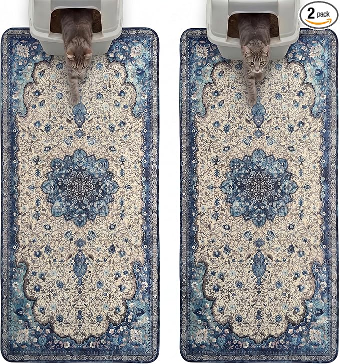 Hompet Cat Litter Mat 2 Pack, 28.5x60 Large Machine Washable Trapping Mats by Hompet