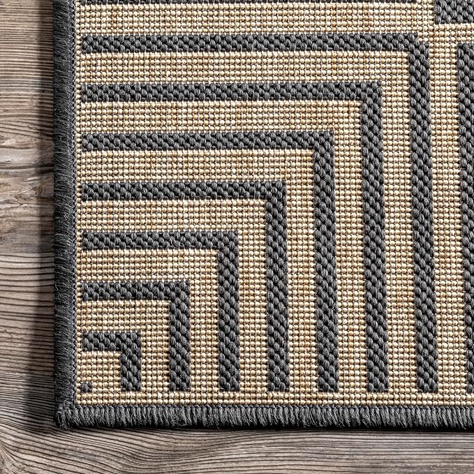 Nuloom Asha Dark Grey/Ivory, Striped Border, Soft and Cozy, High Traffic - Image 4