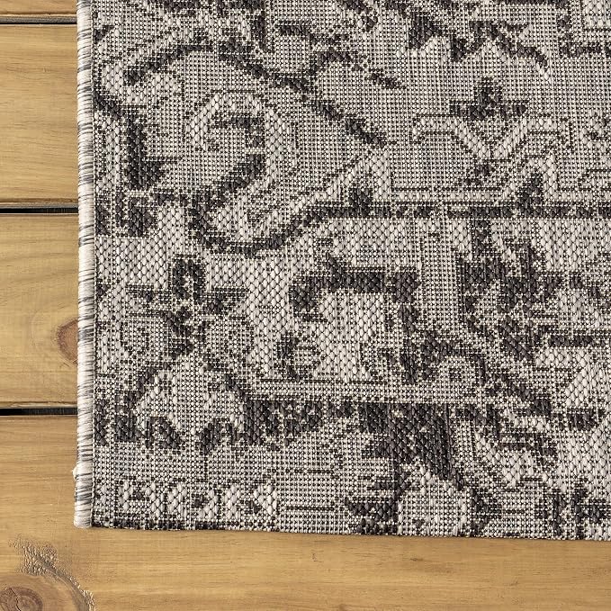 JONATHAN Y Boho Medallion Indoor Outdoor Square Area Rug 4X4 Black/Gray - Image 6
