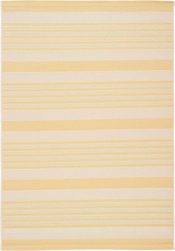 SAFAVIEH Courtyard Collection 6'7" x 9'6" Gold/Beige CY6062 Stripe Indoor/ by Unknown