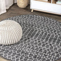 JONATHAN Y Moroccan Geometric Indoor Outdoor Round Area Rug 3 Ft Black/Gray by JONATHANY