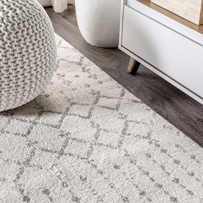 JONATHAN Y Boho Vintage Diamond Cream/Gray Oval Area Rug 3X5 ft, Moroccan Hype - Image 3