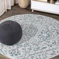 JONATHAN Y Boho Medallion Indoor Outdoor Round Area Rug 9 Ft Teal/Gray by JONATHANY