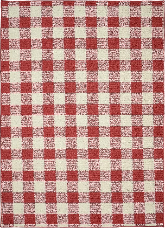 Garland Rug Country Living – Checkered Buffalo Plaid Design, Non-Slip Rubberback by Garland+Rug