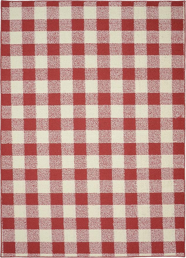 Garland Rug Country Living – Checkered Buffalo Plaid Design, Non-Slip Rubberback by Garland+Rug