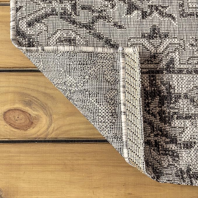 JONATHAN Y Boho Medallion Indoor Outdoor Square Area Rug 3X3 Black/Gray - Image 4